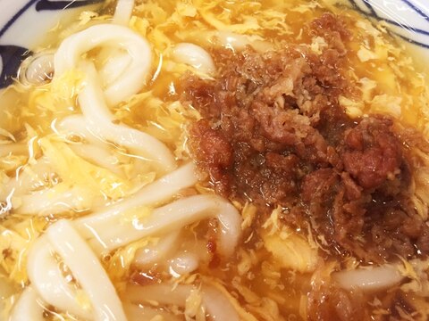 たまごあんかけうどん 甘辛天かすのせ